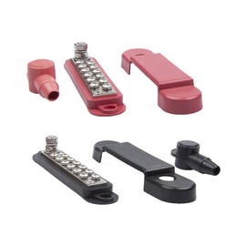 Tiardey 1Pir 12 Way Bus Bar Electrical Terminal Connector Block with Studs AC 180A 48V DC for Trucks Caravans Buses Boats - Red and Black