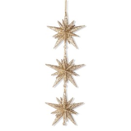 The Bridge Collection 6.3" Champagne Gold Color Glitter 3 Tier Moravian Stars Christmas Ornament - Sparkling Gold Star Christmas Ornament