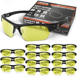 YENPK 12 Pack Safety Glasses, UV Protective Eyewear, ANSI Z87.1 Impact Resistant Anti-Scratch Safety Goggles for Men Women