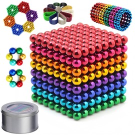512 Piezas Juguetes Magneticos Imanes para Niños, Magnetic Bolas de Colores 5mm, Juguetes Cubo Antiestres, Juego de Imanes de Bolitas con Caja, Regalo Escritorio para Aliviar el Estrés y Decoración