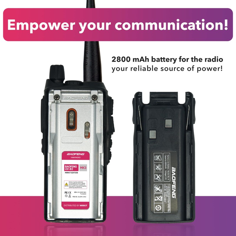Mirkit Radio Baofeng UV-82 MK3 5 Watt 2800 mAh Li-ion