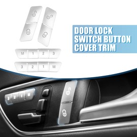 ACROPIX Car Seat Button Sticker Unlock Memory Door Lock Switch Button Trim Cover Adjustment Fits Benz a Class 13-17 Chrome Silver Tone Set of 12