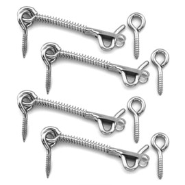 DGHAOP 4pcs Stainless Steel Spring Hook and Eye Safety Latch 3-inch Wire Gate Hook and Eye Latch
