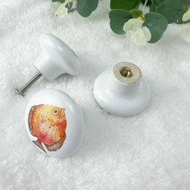 Lasyman Set of 6 Ceramic Fish Shell Starfish Coastal Beach Cabinet Dresser Knobs Drawer Pull Octopus Door Handle 1.5 X 1.5 Inches