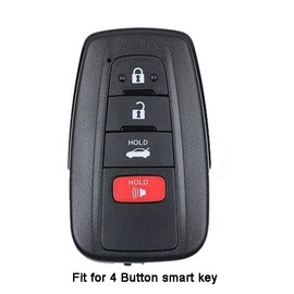 vicover 2Pcs Rubber Silicone 4 Buttons Remote Smart Key Fob Case Cover Protector Keyless with Keychain Compatible with Toyota RAV4 2019 2020 2021 2022 2023 2024 Black Gray