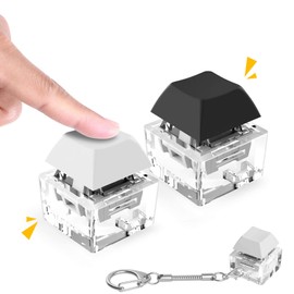 Keyboard Fidget Toys, Keychain Keyboard Decompression Toys Mechanical Key Button Stress Relief Gifts for Adult and Kids,Finger Clicker Toys,ADHD Toy,Cool Fidgets(Black and White)