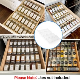 Clear Acrylic Spice Drawer Organizer, 4 Tier Seasoning Jars Drawers Insert, Kitchen Spice Rack Tray for Drawer/Countertop (Jars not included)