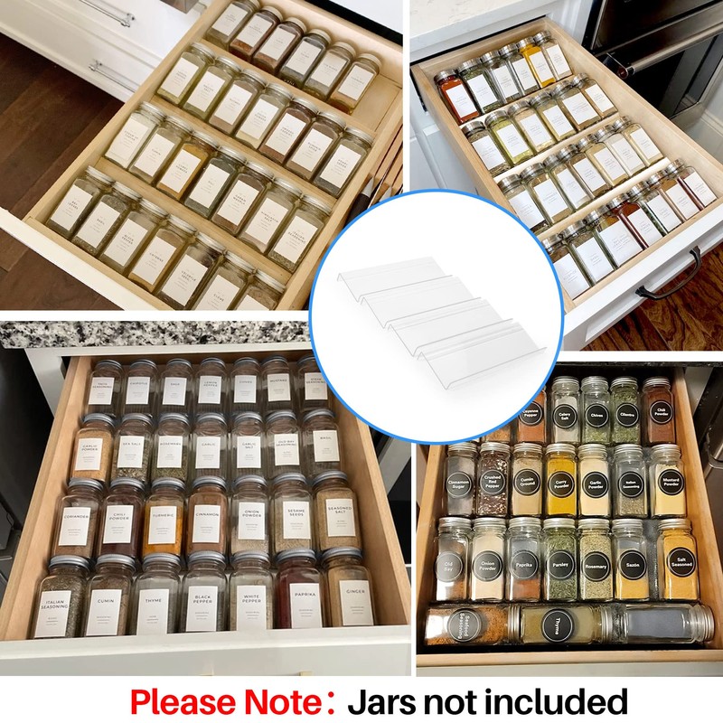 Clear Acrylic Spice Drawer Organizer, 4 Tier Seasoning Jars Drawers