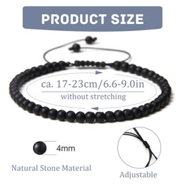 LOCCY Crystal Bracelet for Women, 4mm Natural Stone Bracelet Adjustable Gemstone Stone Bracelets Yoga Beads Bracelets for Women Men for Birthday Christmas Valentine's Gifts (Obsidian)