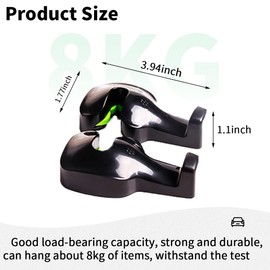 Car Back Seat Headrest Hanger Holder Hook 2 Pack, 360° Rotation Auto Headrest Storage Organizers, Universal Vehicle Interior Accessories for Purse Grocery Bags Coats Toys (Black)