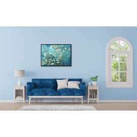 Wieco Art Framed Art Almond Blossom Floral Canvas Prints of Van Gogh Famous Oil Paintings Reproduction Flowers Pictures on Canvas Wall Art for Bedroom Home Decorations Black