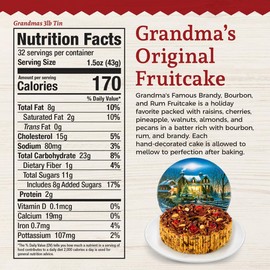 Beatrice Bakery Co. Original Fruitcake in Holiday Tin, Grandma's Old Fashioned Fruit and Nut Freshly Made, Brandy, Bourbon and Rum Fruitcake, Est. 1917 (48 oz Tin)