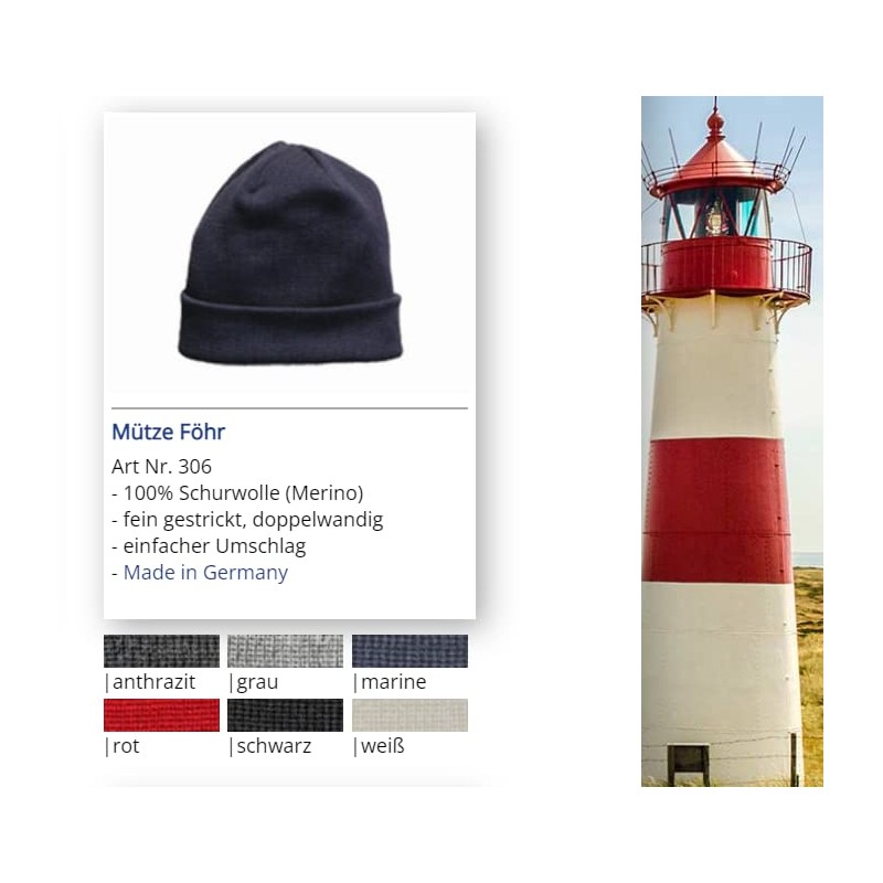 Leuchtfeuer Strickwaren Föhr 306 Fine Knit Hat (Anthracite 100% Merino