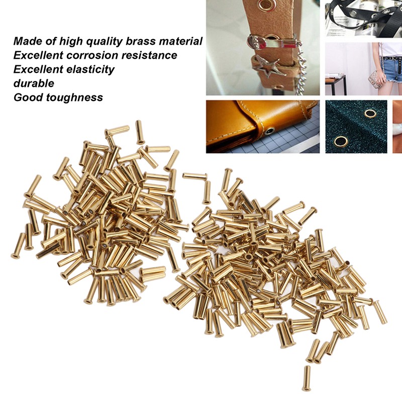 500Pcs Hollow Rivet Brass Decorative Through Hole Excellent Corrosion Resistance