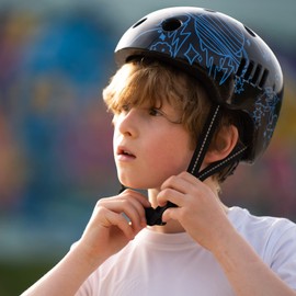 SKATEWIZ Skateboard Helmet Bike Helmet Women & Men - bmx helmet, scooter helmet, skate helmet adults - Size L in Black-Blue Galaxy - bicycle helmet adults