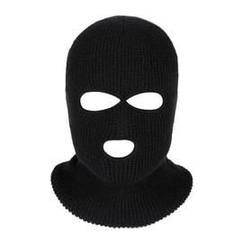 Geyoga 3 Hole Winter Knitted Mask Full Face Cover Ski Mask Warm Balaclava Face Mask for Outdoor Sports (Adult Size, Black)