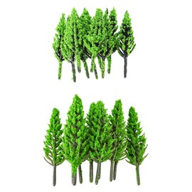QWORK® 50 Pieces Model Trees Mixed, Model Trees Miniature, Simulation Model Trees, Plastic, For Sand Table Model, Scene Decoration, 4 Sizes