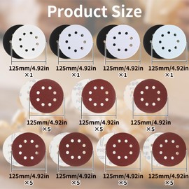 AYSYR Pack of 35 Sandpaper 125 mm Velcro and 4 Polishing Pads 125 mm, Sanding Discs Available in 7 Models (5 Pieces/Model), Polishing Sponge 125 mm DIY, Velcro Sandpaper Set Angle Grinder Accessories