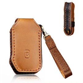 SANRILY Key Fob Cover for Kia K5 Telluride Seltos Sorento Soul Keyless Full Protector Leather Key Case Shell Brown