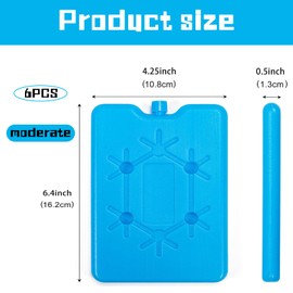 PcvGef 6 Ice Packs, Ice Packs for Cool Bag and Cool Box, Reusable Ice Packs for Outdoor Activities, Office and Camping
