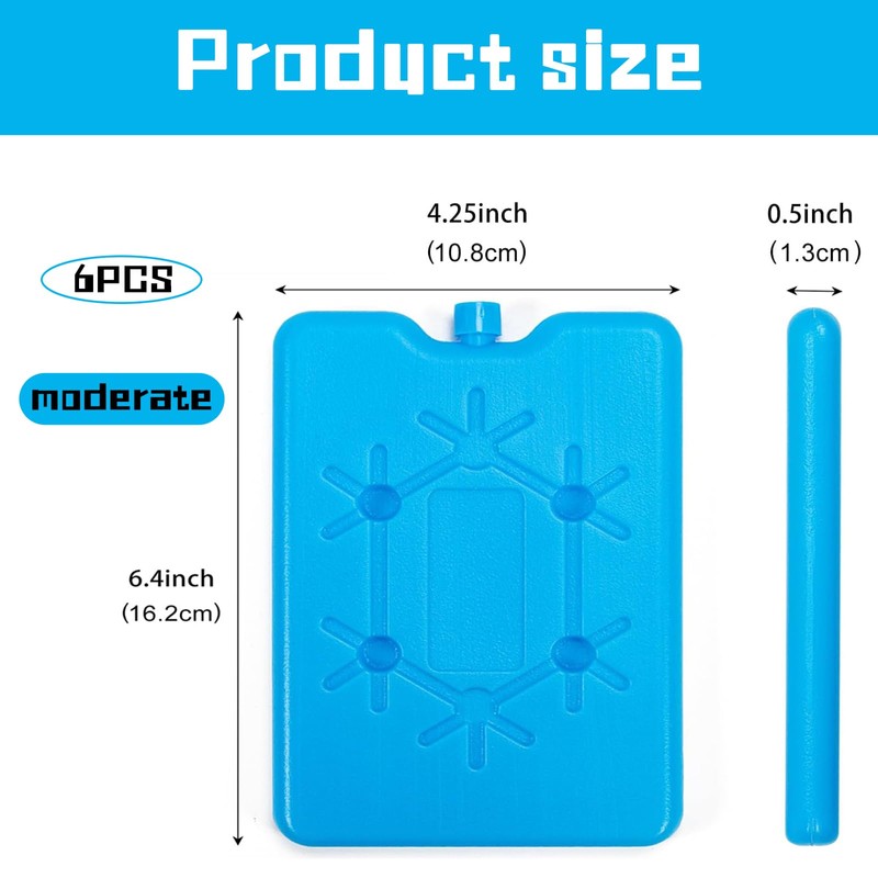 PcvGef 6 Ice Packs, Ice Packs for Cool Bag and