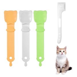 lasuroa lasuroa 3pcs Cat Strip Feeders with 1pc Can Spoon, Cute Cat Strip Squeeze Happy Spoon Multifunctional Pet Treat Dispenser for Kitten Lickable Wet Food Liquid Snack Puree Feeding Supplies