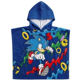 Clondo Poncho Mare Bambino con Cappuccio 50x100 cm Per Sonic Fan – Asciugamano Accappatoio Microfibra ad Asciugatura Rapida per Piscina, Spiaggia e Bagno – 2-6 Anni Neonati e Bimbi