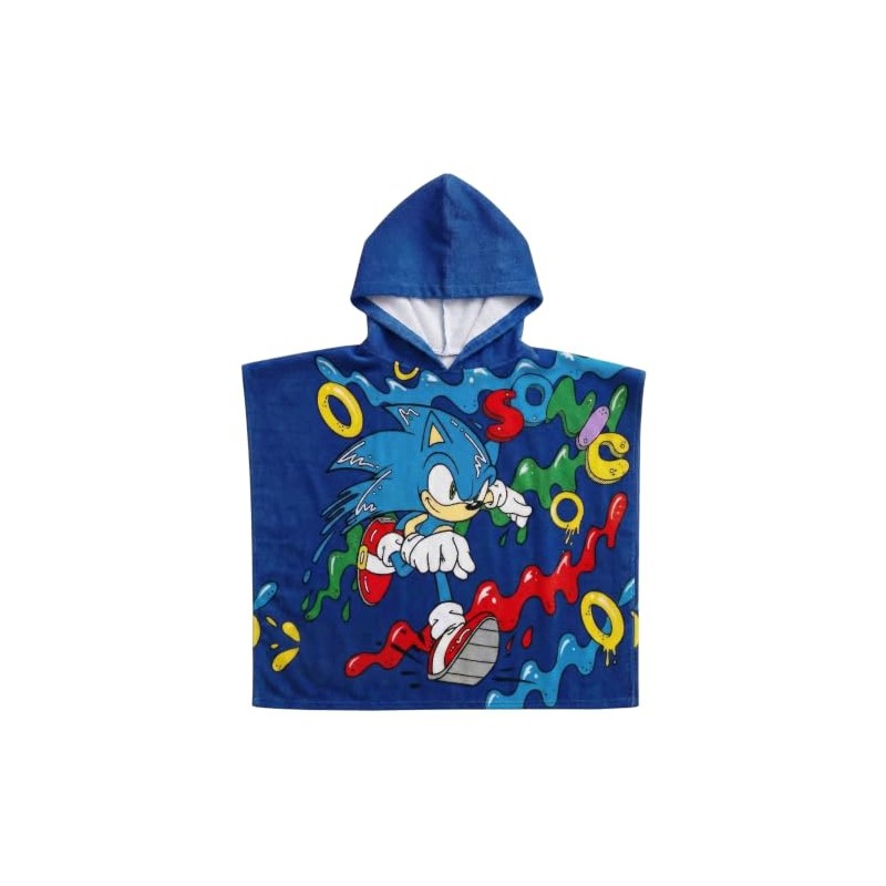 Clondo Poncho Mare Bambino con Cappuccio 50x100 cm Per Sonic