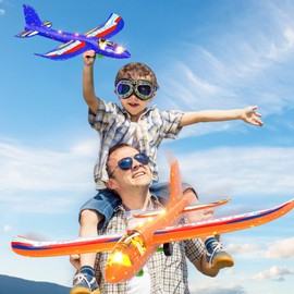 MSKOLER 3 Pack Airplane Launcher Toys for Kids 3-12 - 13.4 LED Foam Glider Catapult Plane, 2 Modes Outdoor Sport Flying Toys, Birthday Gifts for Boys Girls 4 5 6 7 8 9 10 11 12 Year Old