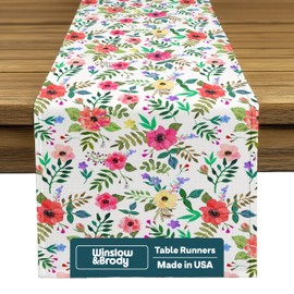 Spring Table Runners | Made in America Table Linens | Stain & Wrinkle Resistant | Seasonal Summer Spring Table Decorations for Home | Easter & Mother's Day Floral Collection - 14 x 72 Inches Long