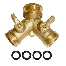 HQMPC Brass Garden Hose Y Valve Hose Splitter Water Garden Hose Adapter 2 Way 3/4" GHT Thread