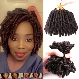 Lifabeauty 8 Packs Short Spring Twist Crochet Hair 4Inch Pretwisted Passion Twist Crochet Hair Curly Pre Looped Crochet Braids Hair Bomb Twist Kids Crochet Hair for Black Women (4 Inch, 4#)