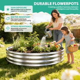 12 Inch Tall 72 Inch Diameter Round Silver Raised Garden Bed Kits Outdoor