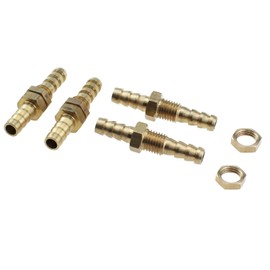 MTQY 4PCS Hose Barb Bulkhead Fitting 1/4 Inch Straight Through Hex Union Brass Fitting for Water and Fuel Oil and Air Application