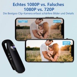 Bextgoo Surveillance Camera without WiFi, Body Cam with 32 GB TF Card, 1080P Mini Camera with Motion Detection, Photo Shoot, Up to 7 Hours, Body Camera for Cycling, Travel, Indoor Outdoor Security