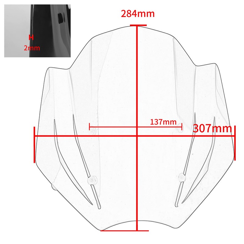 Motorcycle Windshield Deflector with Bracket Double Bubble Windscreen Fit for