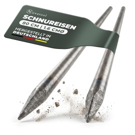 Novatool 2 x Cord Iron Diameter 16 x 800 mm Made in Germany Cord Nails for Guiding Line Guiding Line Holder Ground Nail Paving Nail Grounding Rod Trellis Support Levelling Rod