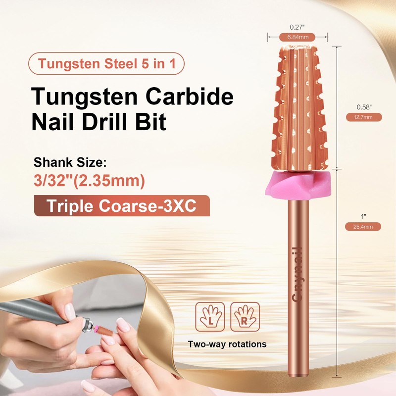 5 in 1 Nail Drill Bit, Tungsten Carbide Multi-Function Bit