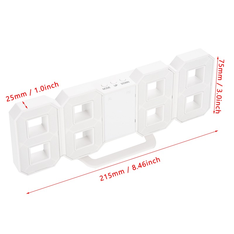Multi Function Large 3D LED Digital Wall Clock Alarm Snooze