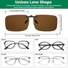 SIPHEW 2PCS Clip On Sunglasses Polarised For Men Women Sunglasses Anti-Glare UV400 Protection Sun Glasses for Driving Travel Outdoor