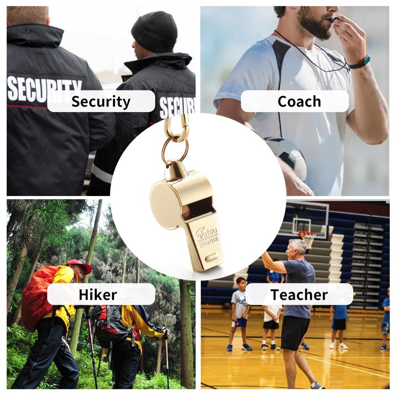 HUTOU Whistle, Brass Coach Sports Whistle with Lanyard, Loud Crisp