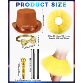 Maiteenly 4 Pcs Women Brown Top Hat Costume Include Bow Tie and 5 Layered Tutu Skirt Tall Hat Female Novelty Cosplay Costume for Women Funny Party Cosplay