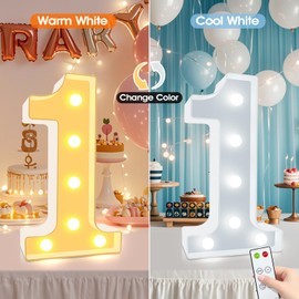 Light Up Numbers Birthday Decorations, Marquee Number Lights Sign with Remote, Lighted Numbers for 18th Birthday Wedding Anniversary Party Backdrop Wall Decor, Cool White and Warm White Number 18
