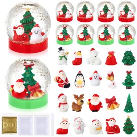 Chunful 44 Pcs Christmas DIY Snow Globe Kit Water Globes Making Kit with Mini Figurines Accessories Make Your Own Glitter Crafts for Christmas Party Favors Arts and Crafts Home Decor