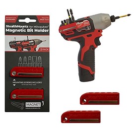 StealthMounts Black Milwaukee M12 Magnetic Bit Holder | Drill Bit Organiser | Perfect Bit Holder for Milwaukee Drills and Impacts (2 Pack)