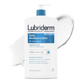 Lubriderm Daily Moisture Hydrating Unscented Body Lotion with Vitamin B5 for Normal to Dry Skin, Non-Greasy and Fragrance-Free Lotion. 24 fl. oz