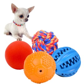 Volacopets Puppy Balls - Pack with Different Functions & Teething Toys for Small Dogs, Squeaky Dog Balls, Rubber Chew Toys for Enrichment