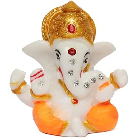AYUSHNAIK Lord Ganesh Idol for Car Dashboard - Small Ganesh Idol | Ganesh Ji Murti | Cute Ganesha | Ganesh Idol Showpiece for Home Decor - (9 cm)