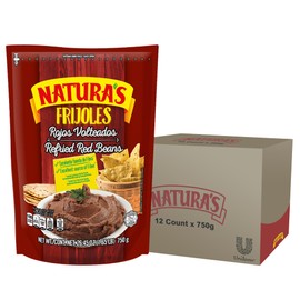 Natura's Refried Red Beans, Ready-to-Eat Vegetarian Refried Beans, Frijoles Rojos 26.45 oz Pouch (Pack of 12)