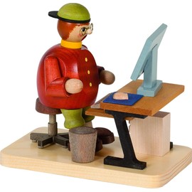 Richard Glässer Räuchermann Computerfreak, Holz, Natur, Höhe 14 cm